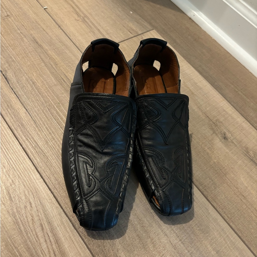 Black Leather cutout women’s  Loafers